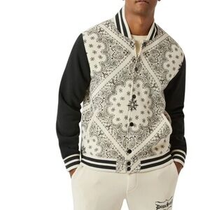 Men's Black and White Paisley Bomber Jacket